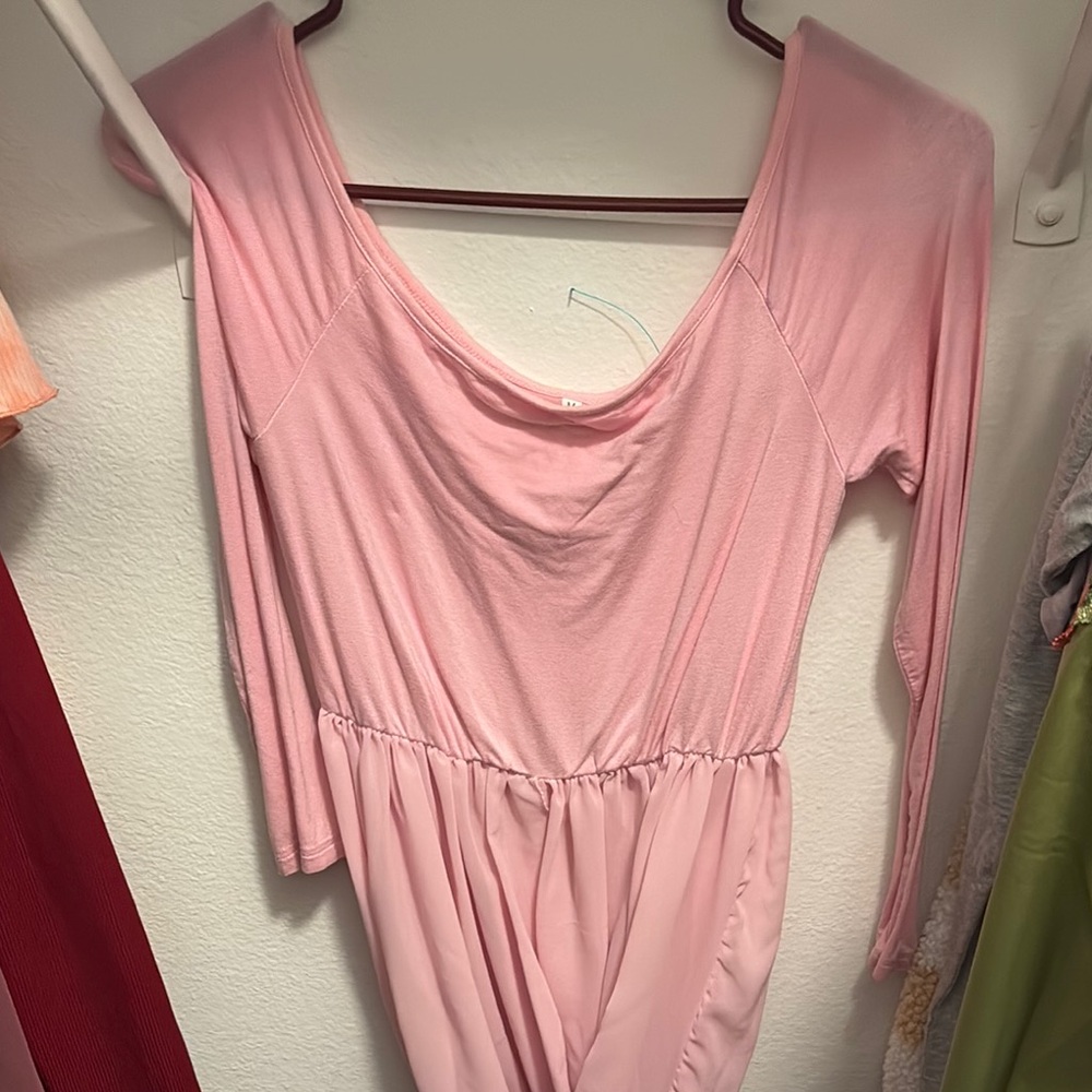 Elegant Pink maternity split belly Long-Sleeve Dress